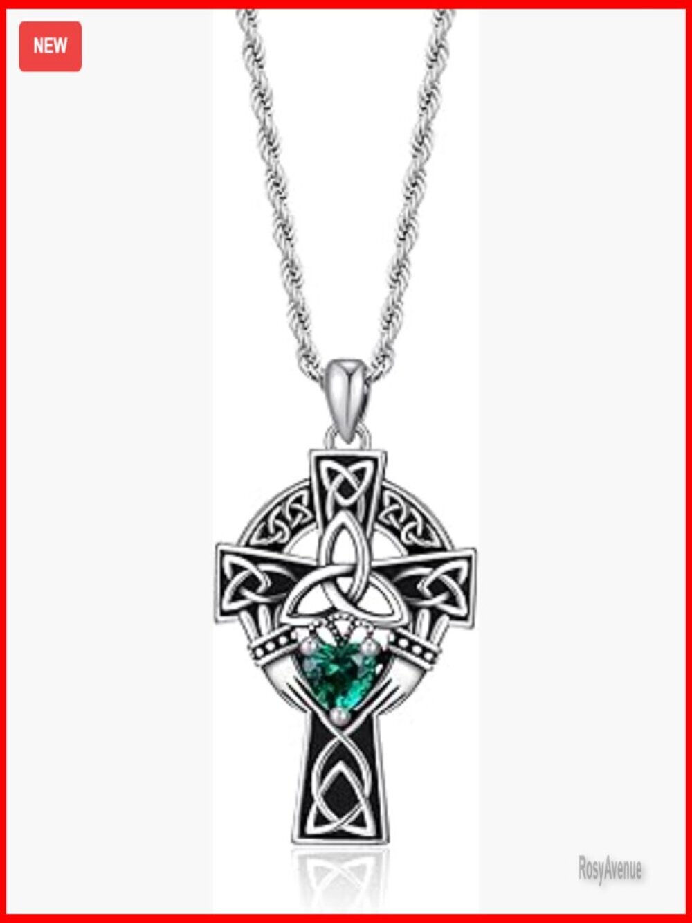 Celtic Cross Pendant Necklace, Lead-Free Brass, 25mm, Gift Box